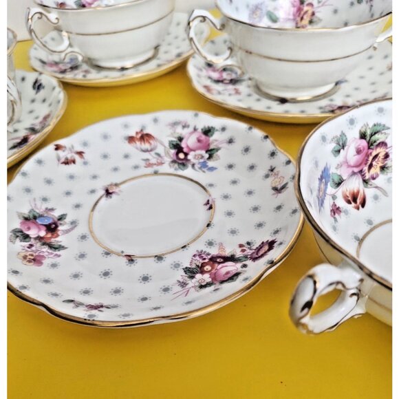 Swansea England Bone China  Two Handled Soup Bowls & Saucer sets(4)  Midsummer - Picture 10 of 15